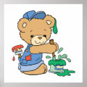 Cute Painter Bear posters