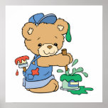 Cute Painter Bear Poster
