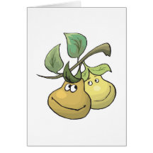 cute pair of pears happy characters greeting card