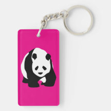Cute Panda Bear Hot Pink Fuchsia Zoo Wildlife Gift Acrylic Keychain