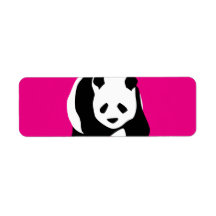 Cute Panda Bear Hot Pink Fuchsia Zoo Wildlife Gift Return Address Label