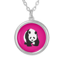 Cute Panda Bear Hot Pink Fuchsia Zoo Wildlife Gift Necklaces