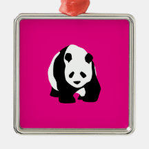 Cute Panda Bear Hot Pink Fuchsia Zoo Wildlife Gift Christmas Tree Ornaments