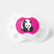 Cute Panda Bear Hot Pink Fuchsia Zoo Wildlife Gift Pacifiers