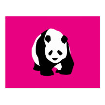 Cute Panda Bear Hot Pink Fuchsia Zoo Wildlife Gift Postcard