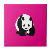 Cute Panda Bear Hot Pink Fuchsia Zoo Wildlife Gift Ceramic Tile