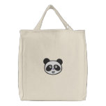 cute panda face tote embroidered tote bag