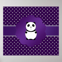 Cute panda purple diamonds poster