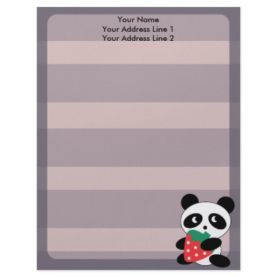 Cute Panda With Purple Stripes Custom Letterhead by NixxysPicks