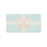 CUTE PASTEL BLUE POLKADOTS AND RIBBON CUSTOM ADDRESS LABEL