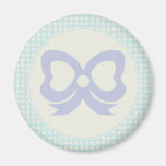 CUTE PASTEL BLUE PURPLE POLKADOTS AND RIBBONS FRIDGE MAGNET