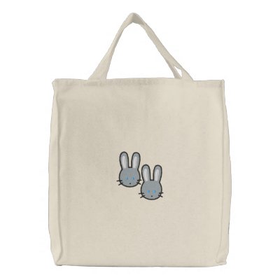 Cute Pastel Bunny Faces Canvas Bags by silly_strings