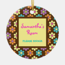 Cute Pastel Daisies Girl's Room Door Hanger Ornament