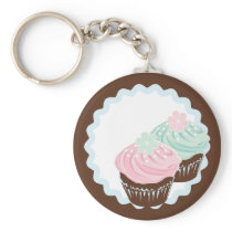 Cute Pastel Frosted Cupcakes Keychain