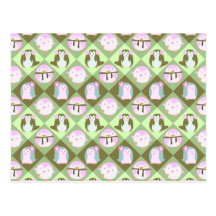 Cute Pastel Green Penguins Post Card