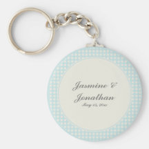 CUTE PASTEL POLKADOTS AND RIBBONS BLUE KEY CHAINS