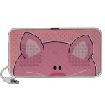 cute peeking pink kitty cat face and polka dots travelling speakers