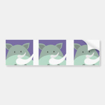 cute peeking rhino on purple bumper stickers