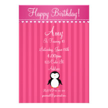 Cute penguin birthday invitation