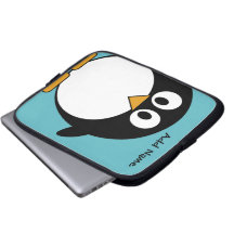 Cute Penguin Cartoon with Area for Name Computer Sleeves
