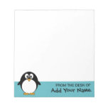 Cute Penguin Cartoon with Area for Name Memo Pads