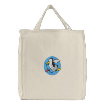Cute Penguin Cupid Tote Embroidered Bags