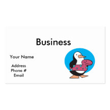 cute penguin in swimmy tube business cards