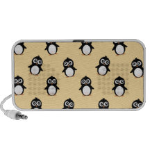Cute penguin pattern - golden yellow laptop speaker