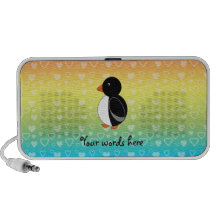 Cute penguin rainbow hearts travelling speakers