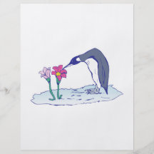 cute penguin smelling flowers flyer