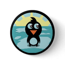 Cute Penguin Standing on Ice Pin