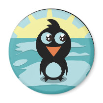 Cute Penguin Standing on Ice Magnet