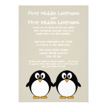 Cute Penguin Wedding Invitation