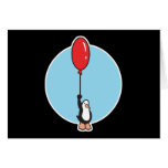 cute penguin with balloon greeting cards