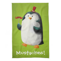 Cute Penguin with Mustaches kitchen towels