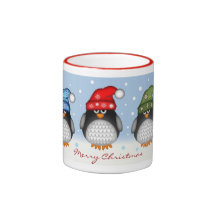Cute Penguins Christmas mug with Text