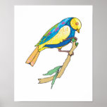 cute perching tit bird print