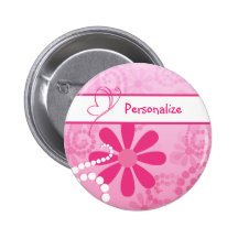 Cute Personalized Girly Pink Retro Flowers