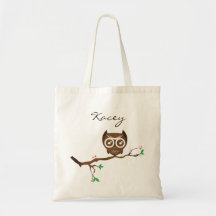 Cute Personalized Owl Tote Bag