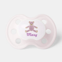 Cute personalized pink teddy bear pacifier