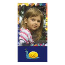 Cute photo frame with happy snaile custom photo card