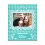 Cute photo frame with houndstooth pattern canvas print