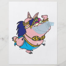 cute pig belly dancer cartoon character personalized flyer