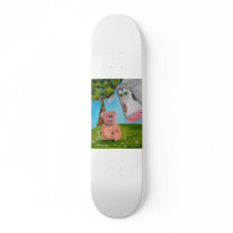 cute pig cow daisy chain skateboard deck