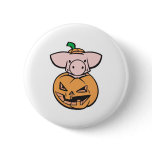 cute pig in jack-o-lantern pumpkin buttons