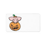 cute pig in jack-o-lantern pumpkin custom address label