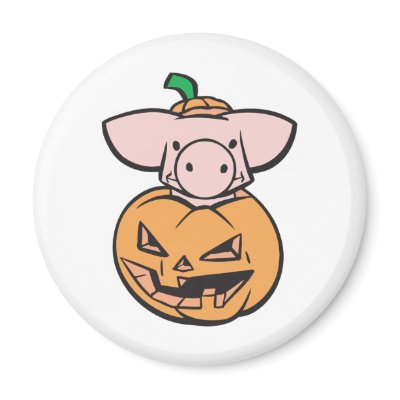 cute pig in jack-o-lantern pumpkin refrigerator magnet by halloweenie