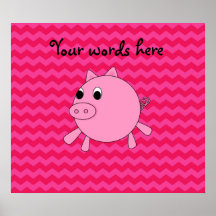 Cute pig pink chevrons posters
