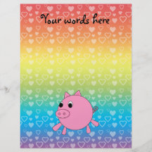 Cute pig rainbow hearts custom flyer