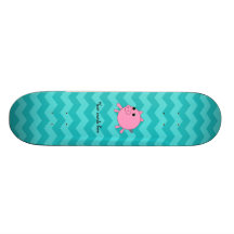 Cute pig turquoise chevrons skate board decks